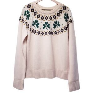 NWT KIEL JAMES PATRICK'S Lucky Irish Sweater Fair Isle Shamrock Women's Large